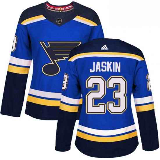 Womens Adidas St Louis Blues #23 Dmitrij Jaskin Authentic Royal Blue Home NHL Jersey->women nhl jersey->Women Jersey