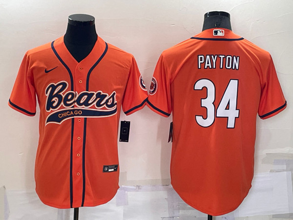 Men's Chicago Bears #34 Walter Payton Orange Cool Base Stitched Baseball Jersey->cleveland browns->NFL Jersey