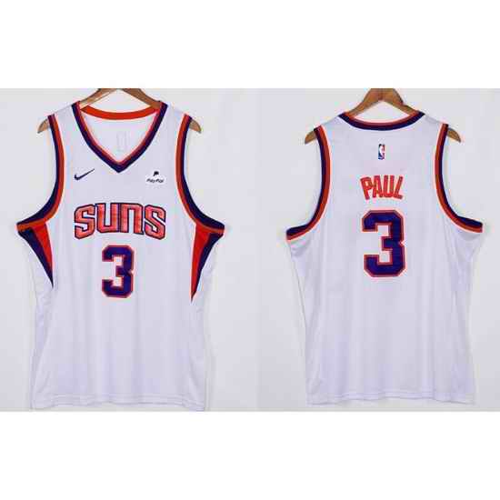 Men Phoenix Suns Chris Paul #3 Orange 2021 2022 White Edition Nike Stitched Jersey->->NBA Jersey