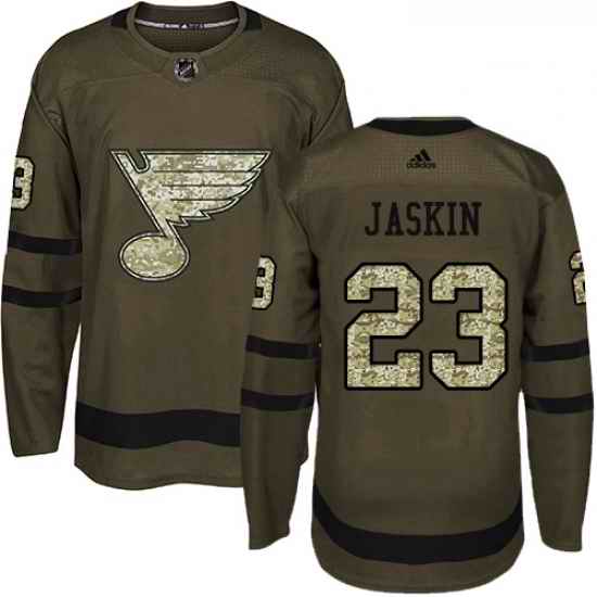 Youth Adidas St Louis Blues #23 Dmitrij Jaskin Premier Green Salute to Service NHL Jersey->youth nhl jersey->Youth Jersey