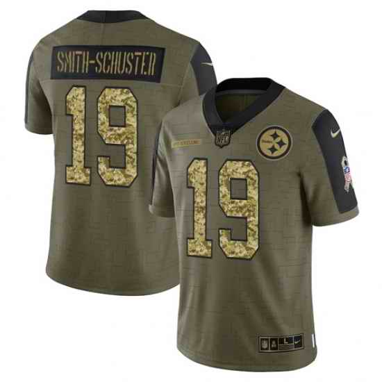 Men Pittsburgh Steelers #19 JuJu Smith Schuster 2021 Salute To Service Olive Camo Limited Stitched Jersey->pittsburgh steelers->NFL Jersey
