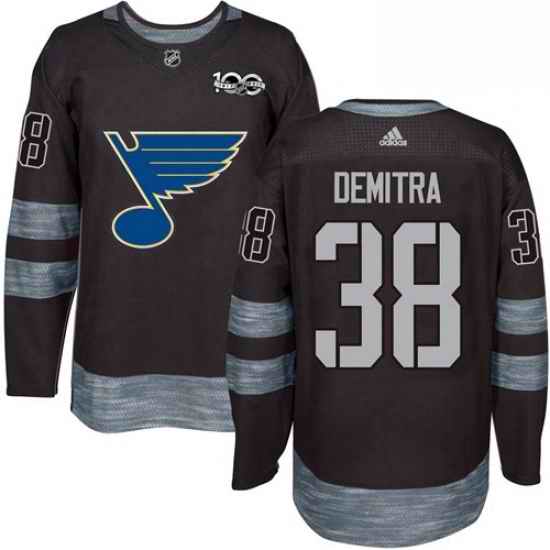 Mens Adidas St Louis Blues #38 Pavol Demitra Authentic Black 1917 2017 100th Anniversary NHL Jersey->st.louis blues->NHL Jersey