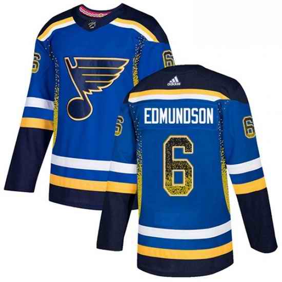 Mens Adidas St Louis Blues #6 Joel Edmundson Authentic Blue Drift Fashion NHL Jersey->st.louis blues->NHL Jersey