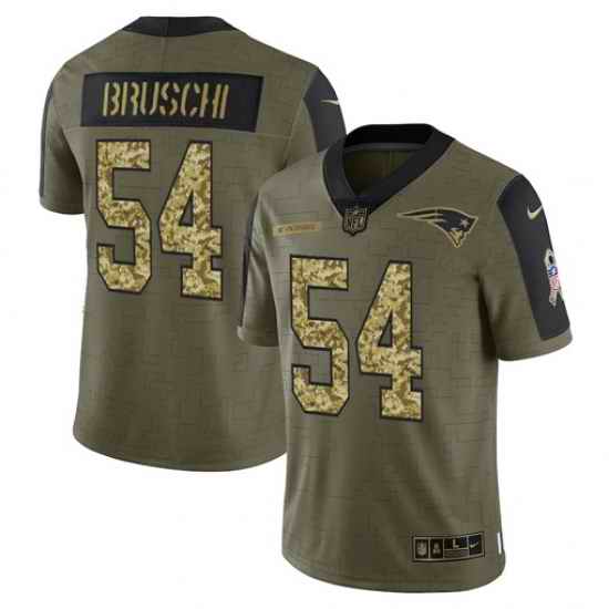 Men New England Patriots #54 Tedy Bruschi 2021 Salute To Service Olive Camo Limited Stitched Jersey->new orleans saints->NFL Jersey