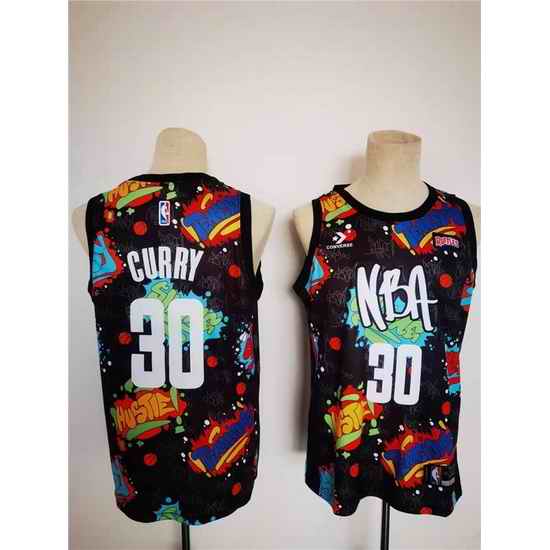 Men Golden State Warriors #30 Stephen Curry 75th Anniversary Black Stitched Basketball Jersey->golden state warriors->NBA Jersey