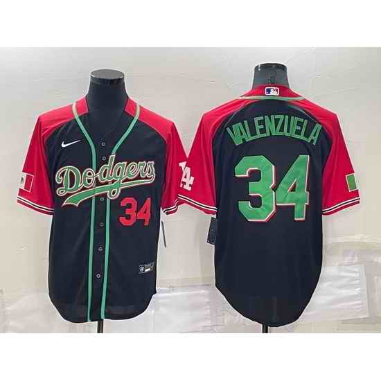 Men Los Angeles Dodgers #34 Toro Valenzuela Red Black Cool Base Stitched Baseball Jersey->los angeles dodgers->MLB Jersey