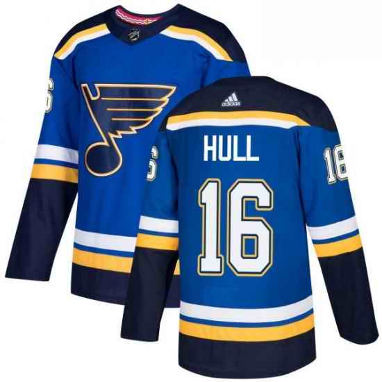 Mens Adidas St Louis Blues #16 Brett Hull Premier Royal Blue Home NHL Jersey->st.louis blues->NHL Jersey