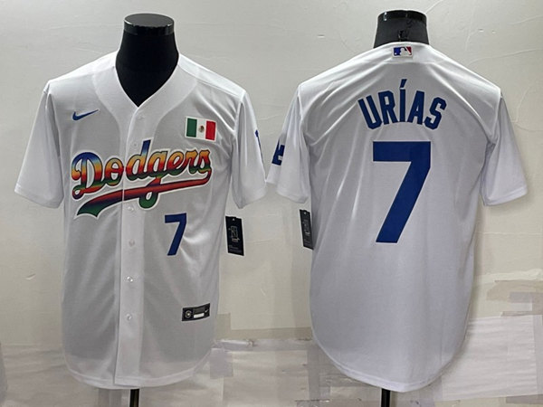 Men's Los Angeles Dodgers #7 Julio Urias White Cool Base Stitched Baseball Jersey->san diego padres->MLB Jersey