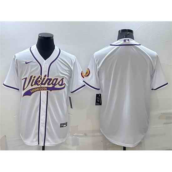 Men Minnesota Vikings Blank White With Patch Cool Base Stitched Baseball Jersey->philadelphia eagles->NFL Jersey