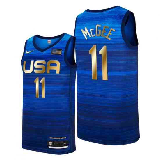USA Dream Team #11 Javale Mcgee 2021 Tokyo Olymipcs Nike Basketball Jersey Blue->->