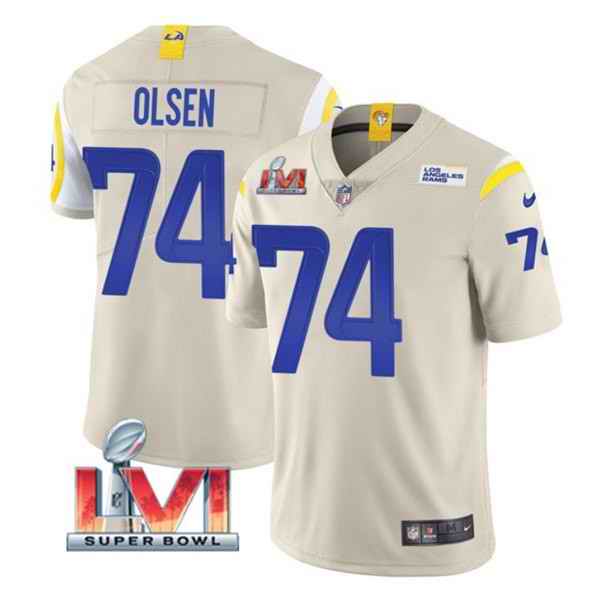 Nike Rams #74 Merlin Olsen Bone 2022 Super Bowl LVI Vapor Limited Jersey->los angeles rams->NFL Jersey