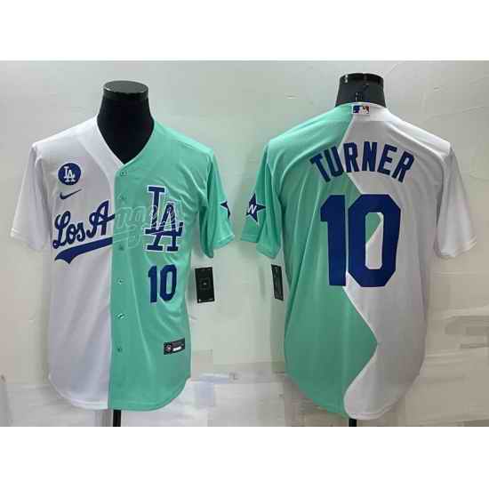 Men Los Angeles Dodgers #10 Justin Turner 2022 All Star White Green Cool Base Baseball Jersey->los angeles dodgers->MLB Jersey