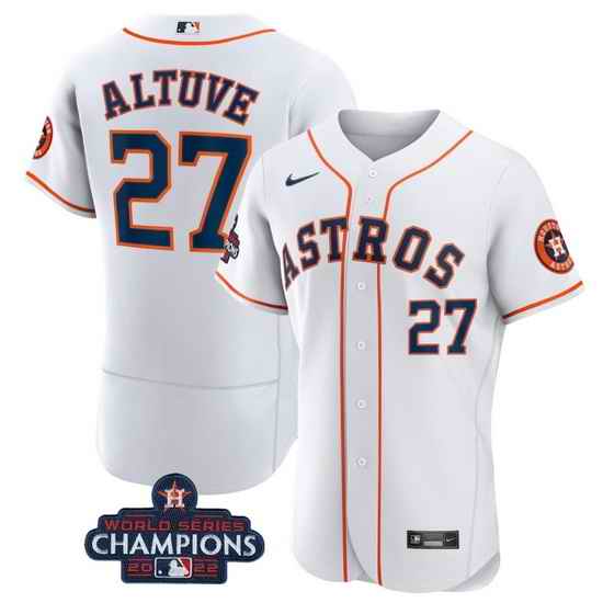 Men Houston Astros #27 Jose Altuve White 2022 World Series Champions Flex Base Stitched Baseball Jersey->houston astros->MLB Jersey
