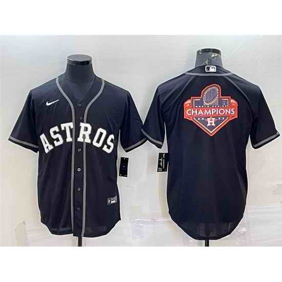 Men Houston Astros Black 2022 World Series Champions Team Big Logo Cool Base Stitched Jersey->houston astros->MLB Jersey