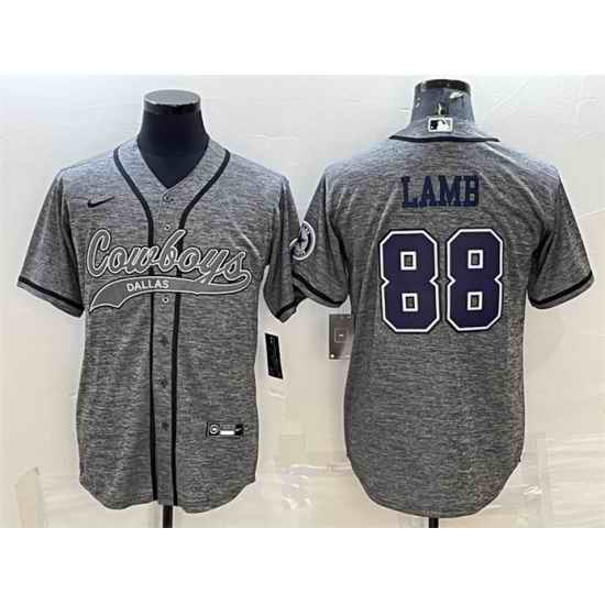 Men Dallas Cowboys #88 CeeDee Lamb Grey With Patch Cool Base Stitched Baseball JerseyS->dallas cowboys->NFL Jersey