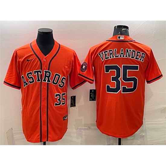 Men Houston Astros #35 Justin Verlander Orange With Patch Cool Base Stitched Jersey->houston astros->MLB Jersey