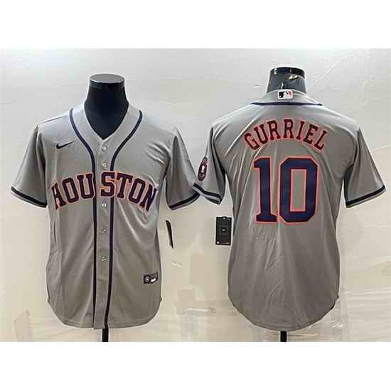 Men Houston Astros #10 Yuli Gurriel Gray With Patch Cool Base Stitched Jersey->houston astros->MLB Jersey