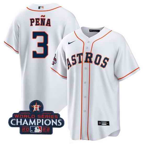 Men Houston Astros #3 Jeremy Pena White 2022 World Series Champions Cool Base Stitched Baseball Jersey->houston astros->MLB Jersey