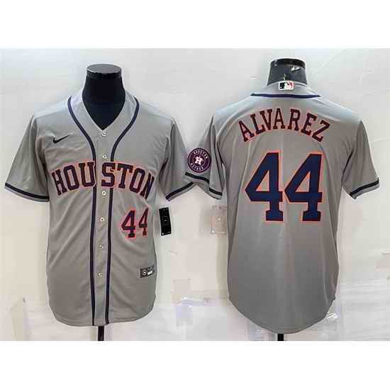 Men Houston Astros #44 Yordan Alvarez Grey With Patch Cool Base Stitched Jersey->houston astros->MLB Jersey