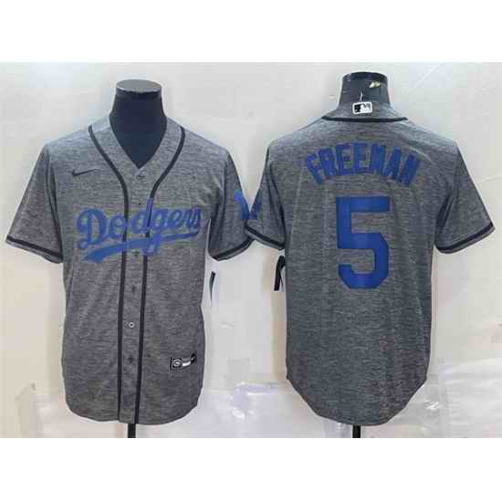 Men Los Angeles Dodgers #5 Freddie Freeman Grey Cool Base Stitched Jersey->los angeles dodgers->MLB Jersey