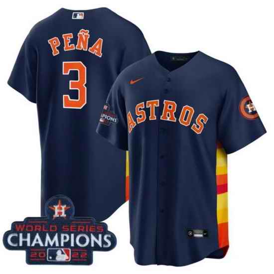 Men Houston Astros #3 Jeremy Pena Navy 2022 World Series Champions Cool Base Stitched Baseball Jersey->houston astros->MLB Jersey