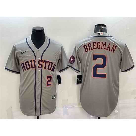 Men Houston Astros #2 Alex Bregman White With Patch Cool Base Stitched Jerseys->houston astros->MLB Jersey