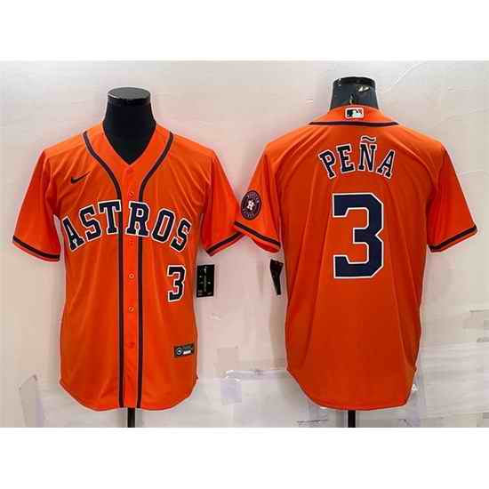 Men Houston Astros #3 Jeremy Pena Orange With Patch Cool Base Stitched Jersey->houston astros->MLB Jersey