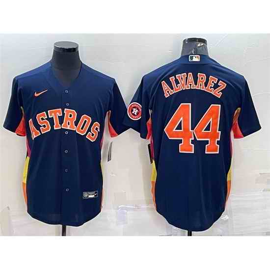 Men Houston Astros #44 Yordan Alvarez Navy With Patch Cool Base Stitched Jersey->houston astros->MLB Jersey
