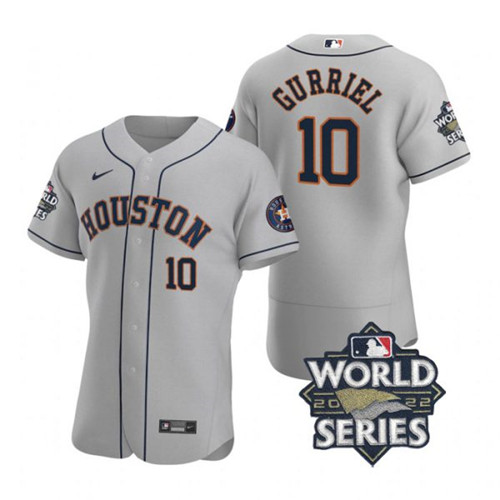 Astros #10 Yuli Gurriel Gray Nike 2022 World Series Flexbase Jersey->houston astros->MLB Jersey