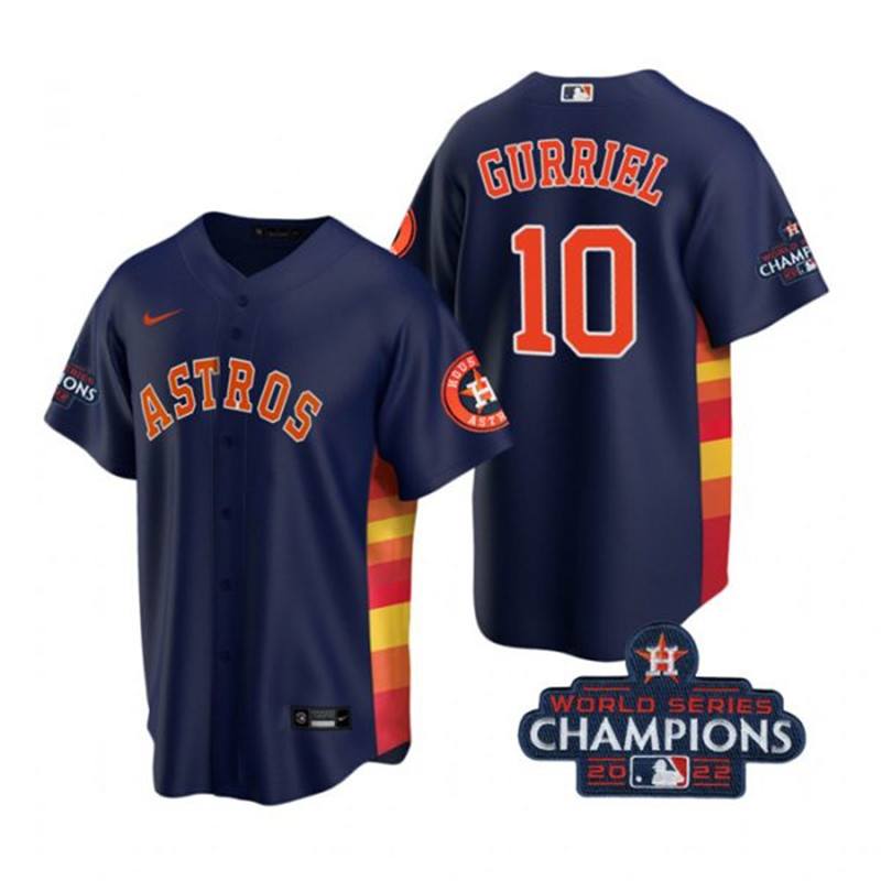 Astros #10 Yuli Gurriel Navy 2022 World Series Champions Cool Base Jersey->houston astros->MLB Jersey