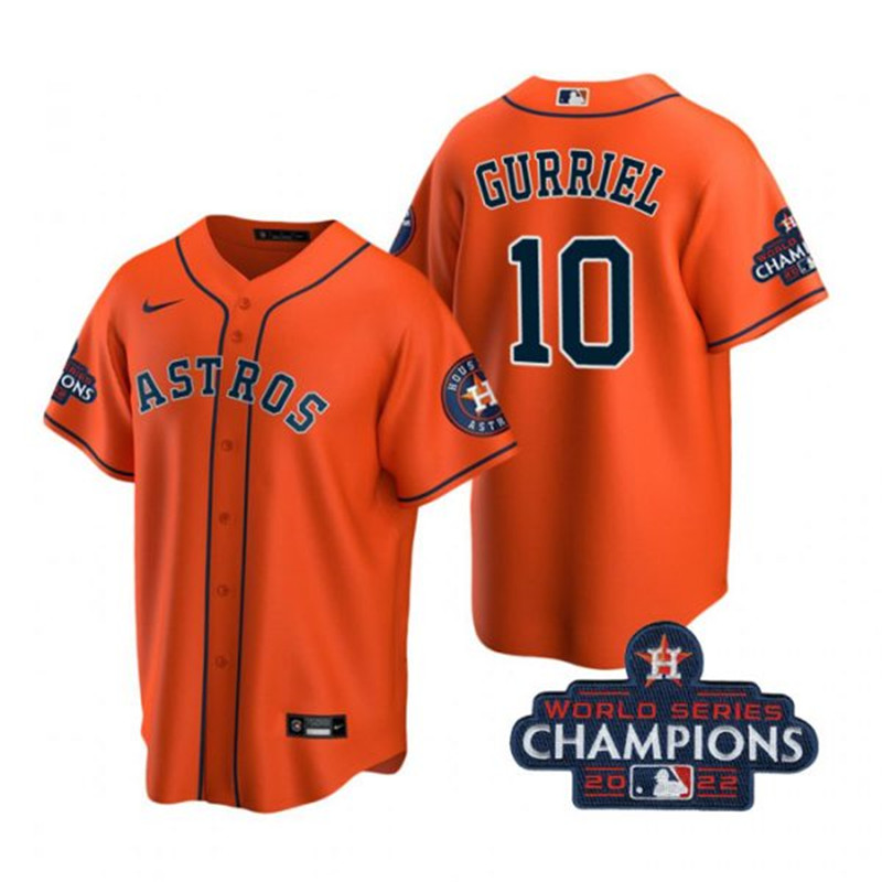 Astros #10 Yuli Gurriel Orange 2022 World Series Champions Cool Base Jersey->houston astros->MLB Jersey