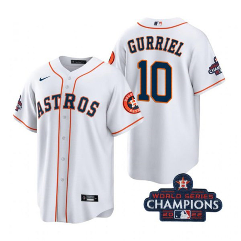 Astros #10 Yuli Gurriel White 2022 World Series Champions Cool Base Jersey->houston astros->MLB Jersey