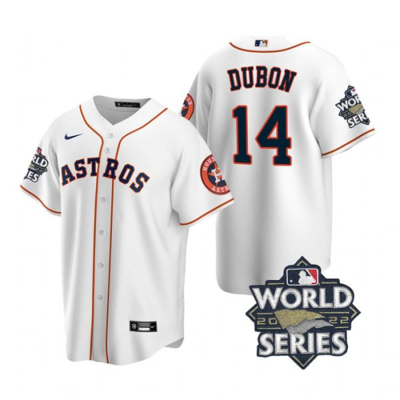 Astros #14 Mauricio Dubon White Nike 2022 World Series Cool Base Jersey->houston astros->MLB Jersey
