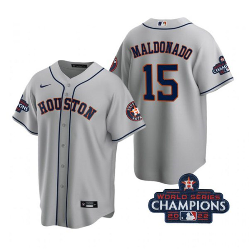 Astros #15 Martin Maldonado Gray 2022 World Series Champions Cool Base Jersey->houston astros->MLB Jersey