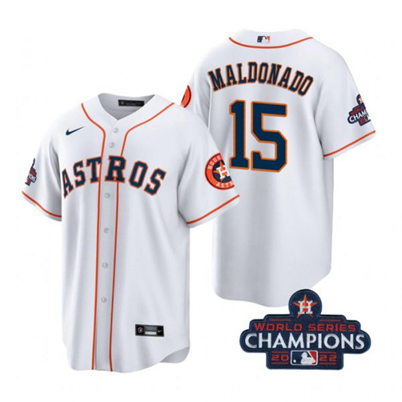Astros #15 Martin Maldonado White 2022 World Series Champions Cool Base Jersey->houston astros->MLB Jersey