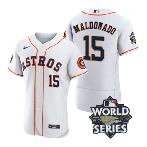 Astros #15 Martin Maldonado White Nike 2022 World Series Flexbase Jersey->houston astros->MLB Jersey