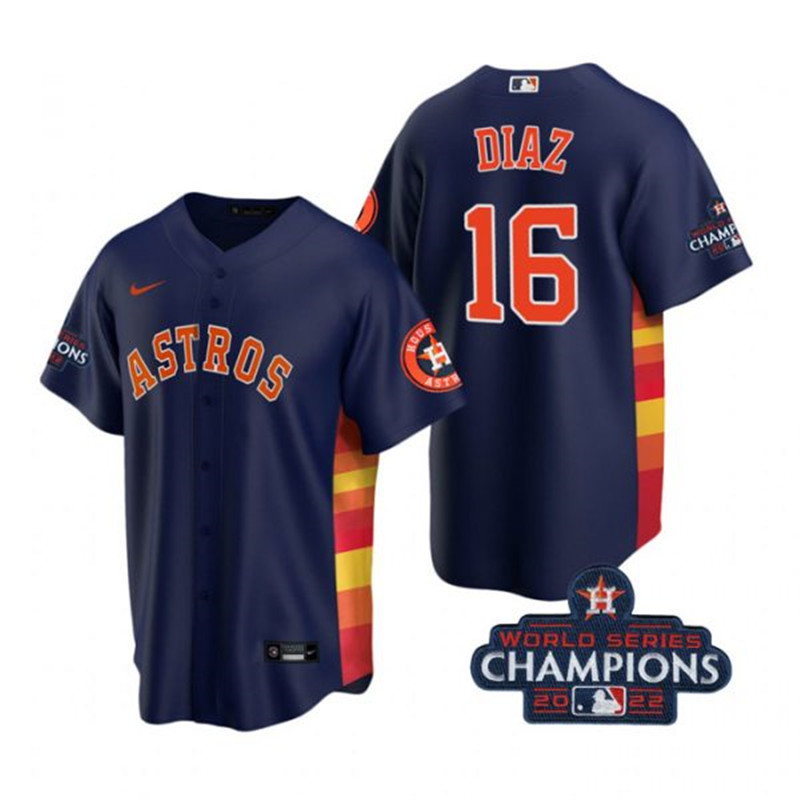 Astros #16 Aledmys Diaz Navy 2022 World Series Champions Cool Base Jersey->houston astros->MLB Jersey