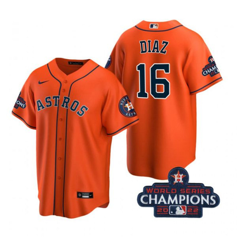 Astros #16 Aledmys Diaz Orange 2022 World Series Champions Cool Base Jersey->houston astros->MLB Jersey