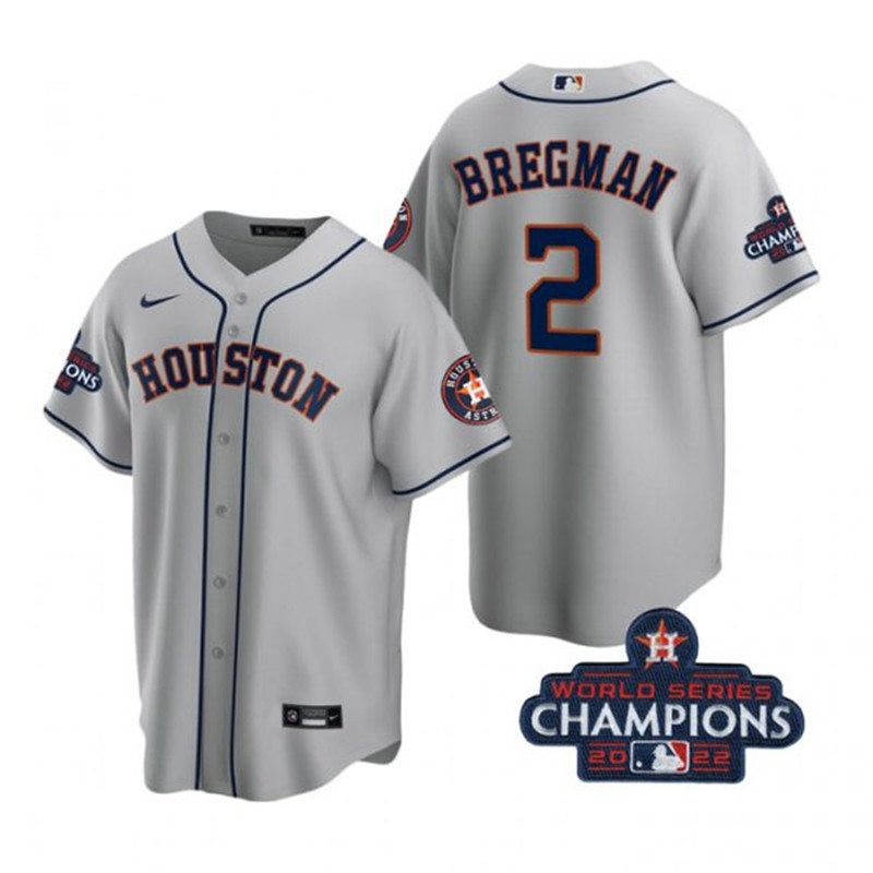 Astros #2 Alex Bregman Gray 2022 World Series Champions Cool Base Jersey->houston astros->MLB Jersey