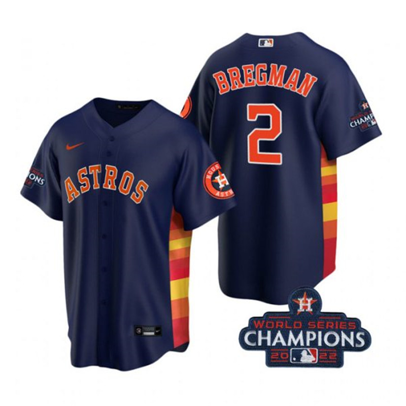 Astros #2 Alex Bregman Navy 2022 World Series Champions Cool Base Jersey->houston astros->MLB Jersey