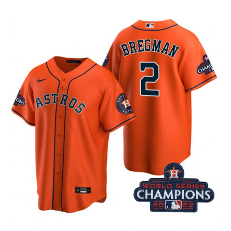 Astros #2 Alex Bregman Orange 2022 World Series Champions Cool Base Jersey->houston astros->MLB Jersey