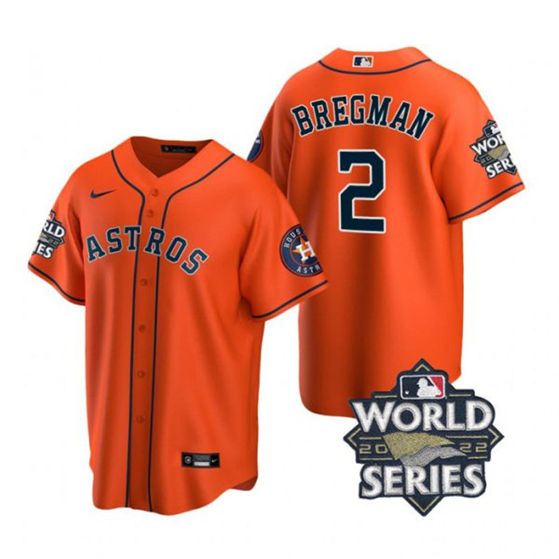 Astros #2 Alex Bregman Orange Nike 2022 World Series Cool Base Jersey->houston astros->MLB Jersey