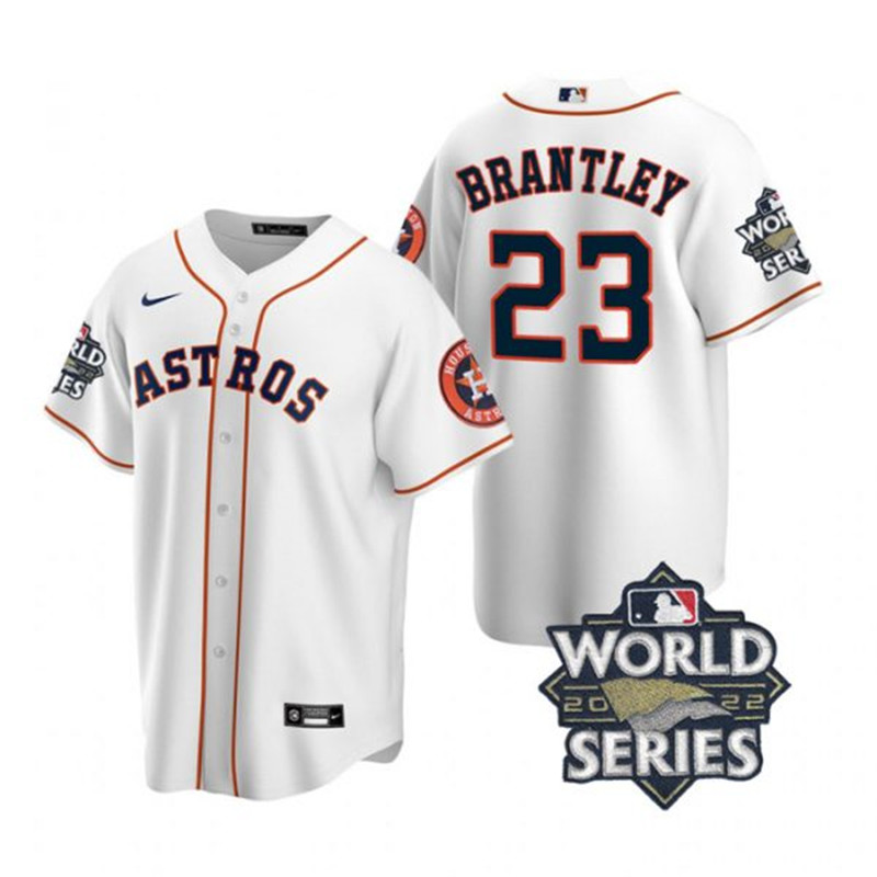 Astros #23 Michael Brantley White Nike 2022 World Series Cool Base Jersey->houston astros->MLB Jersey