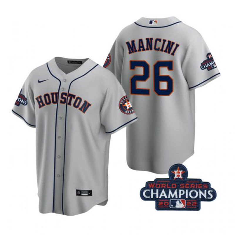 Astros #26 Trey Mancini Gray 2022 World Series Champions Cool Base Jersey->houston astros->MLB Jersey