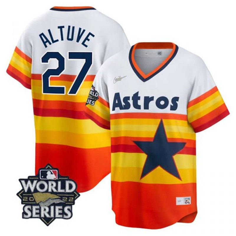 Astros #27 Jose Altuve Multi Color Nike 2022 World Series Cool Base Jersey->houston astros->MLB Jersey