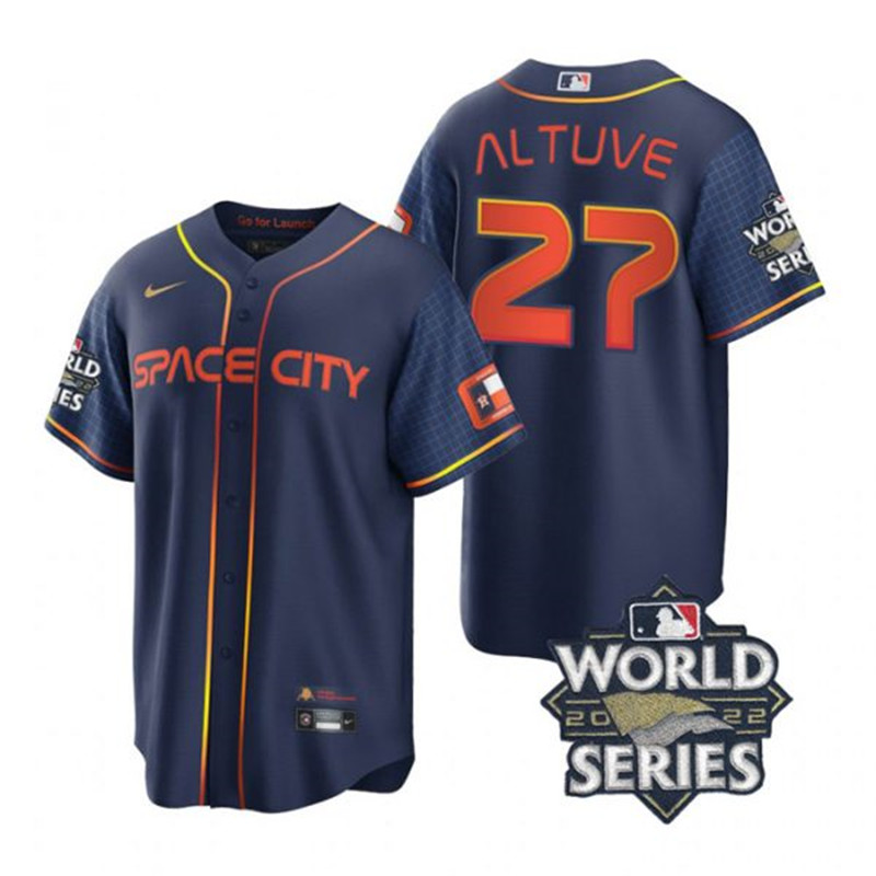 Astros #27 Jose Altuve Navy Nike 2022 World Series City Connect Cool Base Jersey->houston astros->MLB Jersey