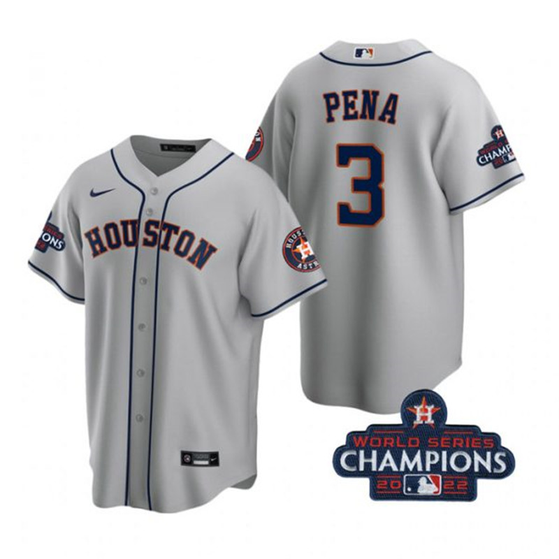 Astros #3 Jeremy Pena Gray 2022 World Series Champions Cool Base Jersey->houston astros->MLB Jersey