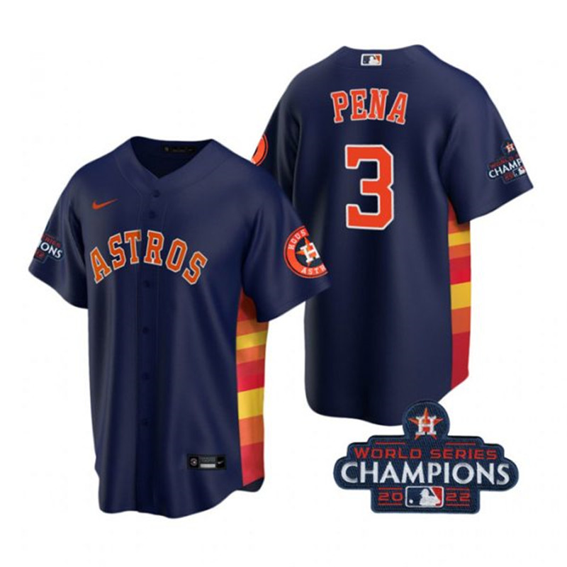 Astros #3 Jeremy Pena Navy 2022 World Series Champions Cool Base Jersey->houston astros->MLB Jersey