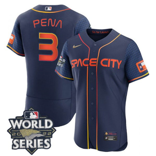 Astros #3 Jeremy Pena Navy Nike 2022 World Series City Connect Flexbase Jersey->houston astros->MLB Jersey