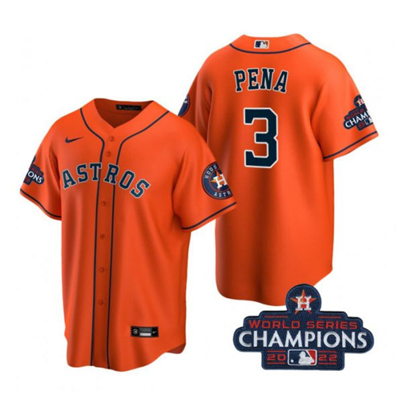 Astros #3 Jeremy Pena Orange 2022 World Series Champions Cool Base Jersey->houston astros->MLB Jersey